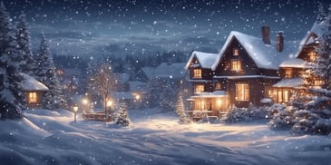 Snowy night in realistic Christmas style