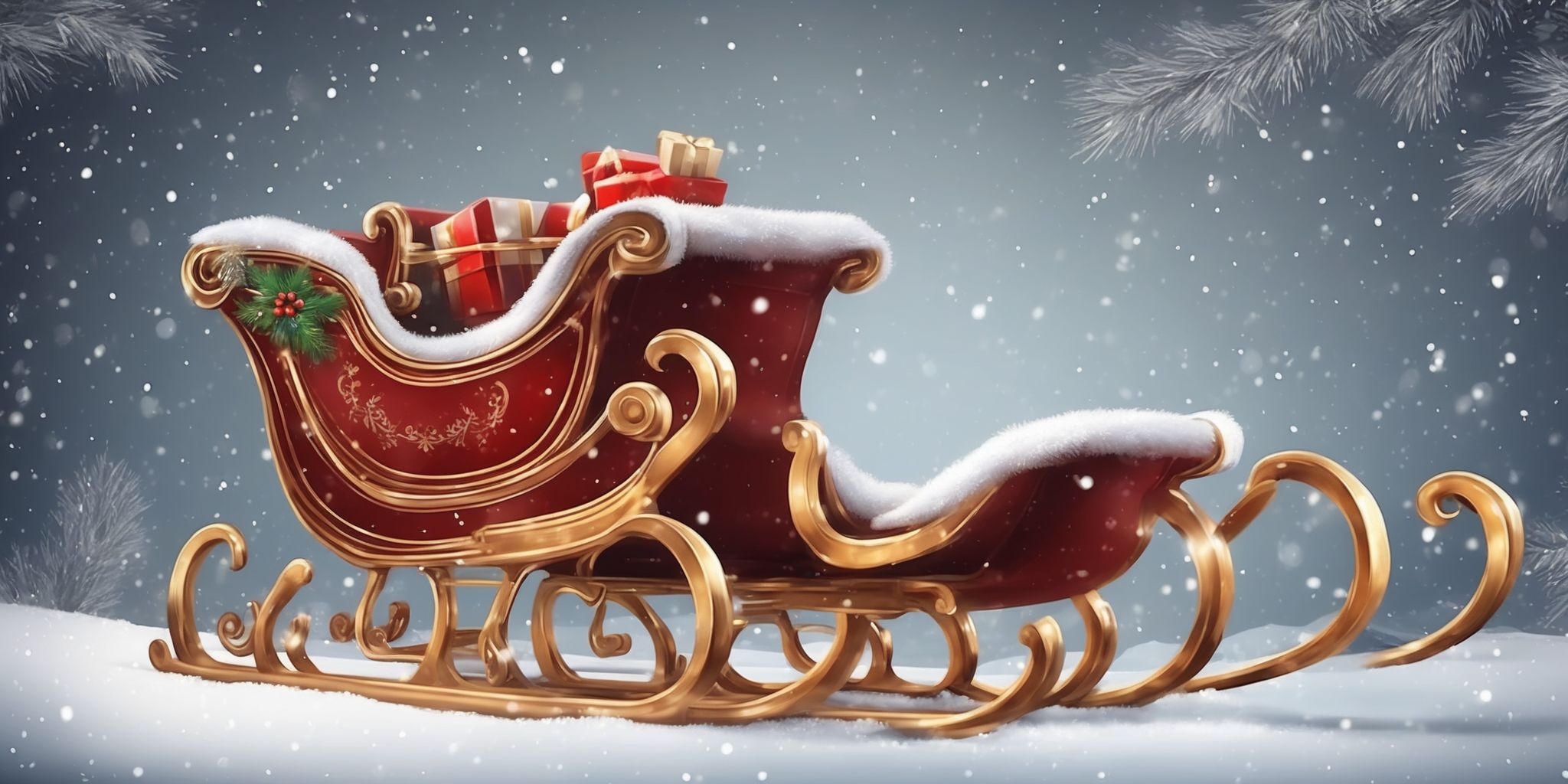 Sleigh in realistic Christmas style