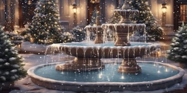Fountain in realistic Christmas style