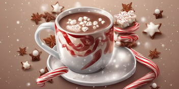 Hot chocolate in realistic Christmas style