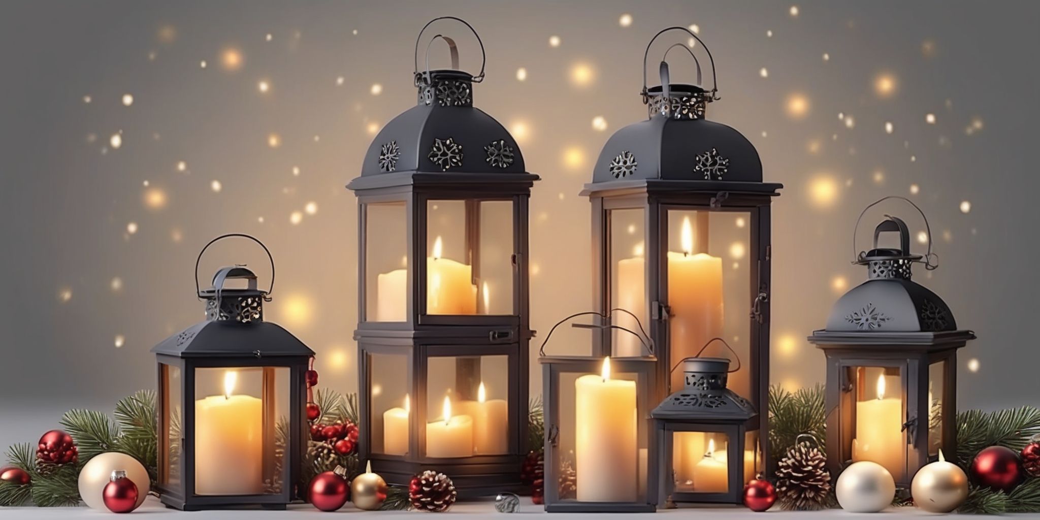 Candle lanterns in realistic Christmas style