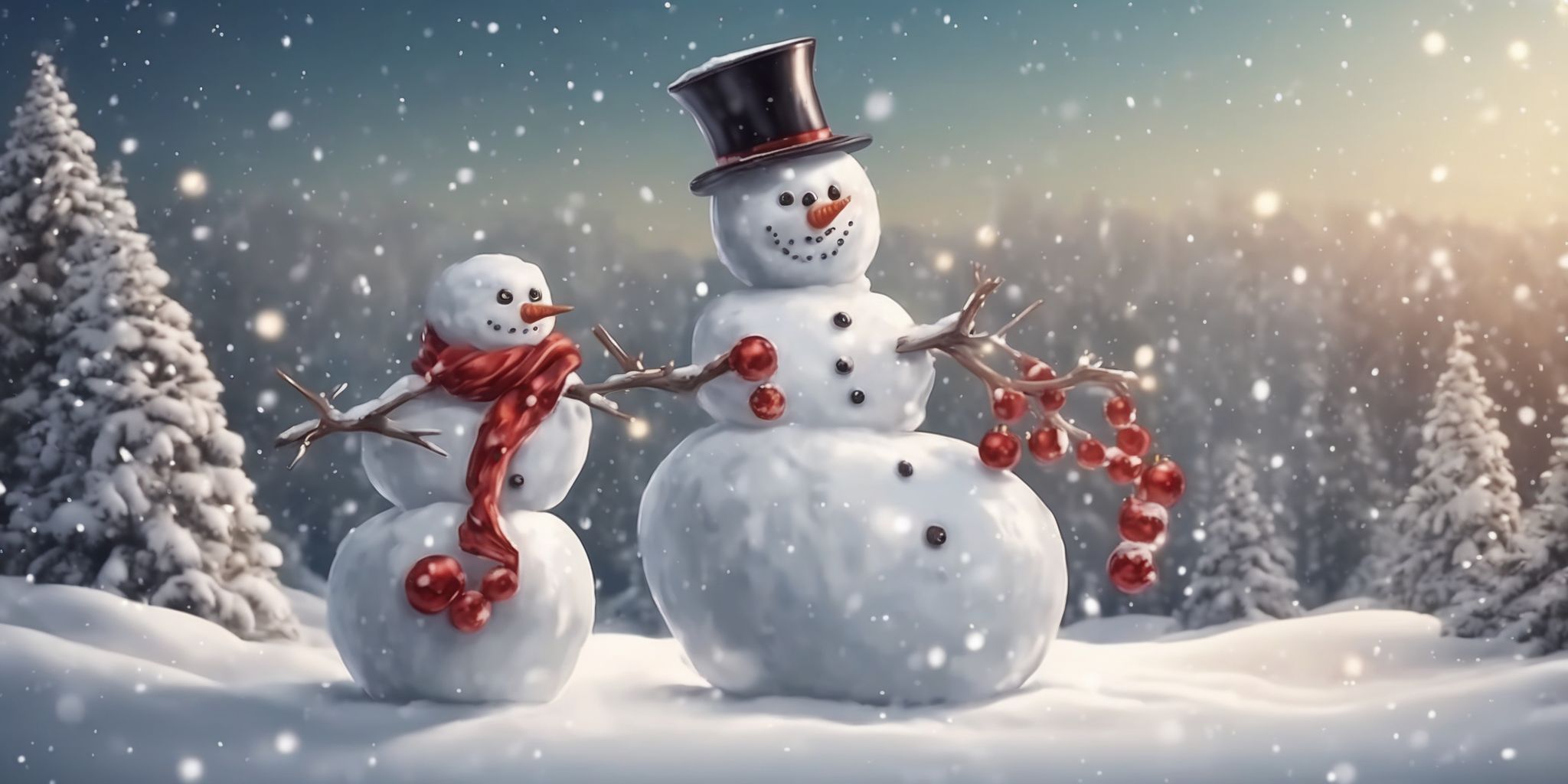 Snowman in realistic Christmas style