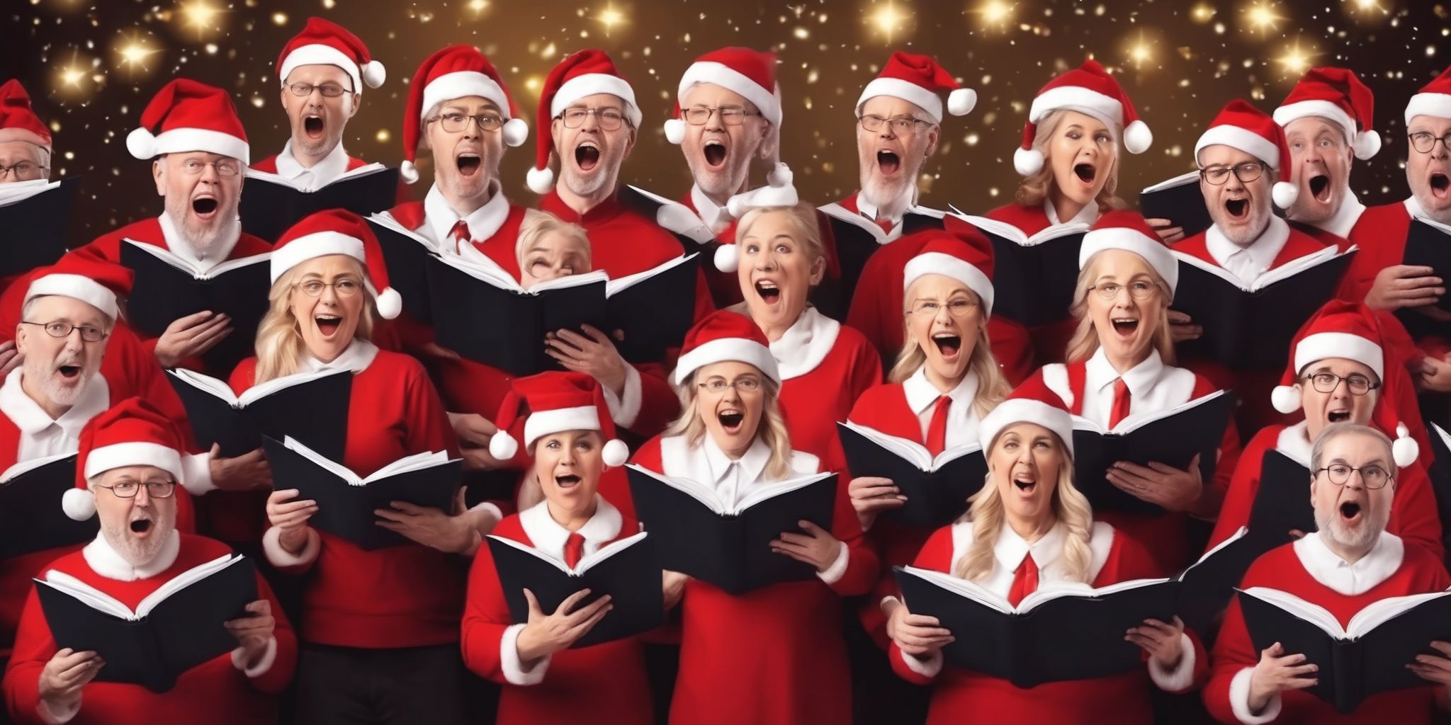 Choir in realistic Christmas style