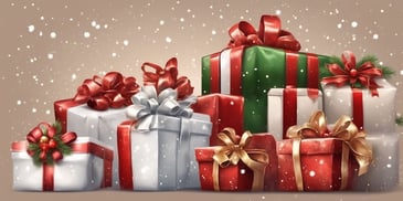 Presents in realistic Christmas style