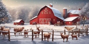 Farm in realistic Christmas style