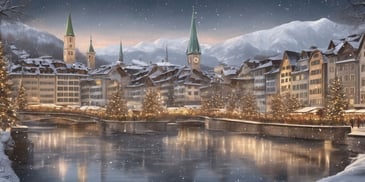 Zurich in realistic Christmas style