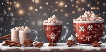 Hot cocoa in realistic Christmas style