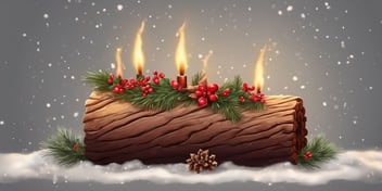 Yule log in realistic Christmas style